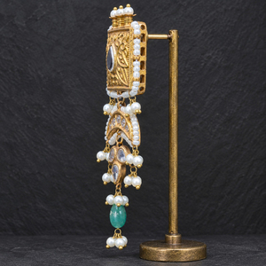 Pendientes Chandbali de Perlas Kundan Chapados en Oro al por Mayor, Joyería de Moda para Bodas Pakistaníes, Pedido al por Mayor - Product Image 2