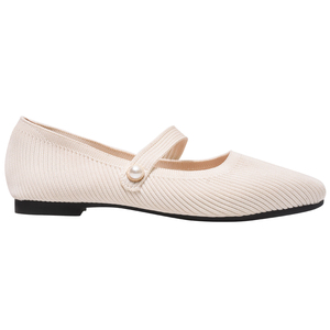 Chaussures plates en tricot extensible pour femmes Ann'S, ballerines confortables, chaussures plates Mary Jane, couleur beige - Product Image 6