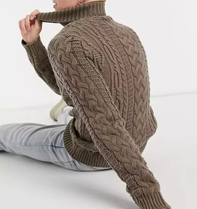 Autumn Winter Thin Wool Turtleneck <b>Pullover</b> <b>for</b> <b>Men</b> Front Logo Breathable Commuter Long-sleeved Knitted Sweater - Product Image 5