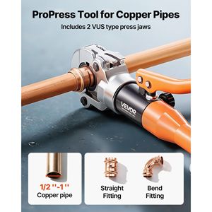 Pinza Idraulica Professionale per Crimpatura Tubi in Rame da 1/2'', 3/4'', 1'' - Attrezzo a Pressione per Raccordi Stretti in Rame - Product Image 2