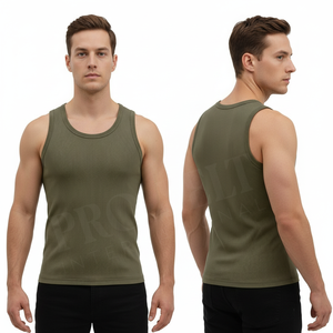 Débardeur en polyester côtelé sans manches 100 % haute qualité, confortable, pour la gym, le fitness, l'entraînement estival, personnalisable par sublimation - Product Image 3