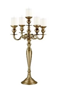 Gold Plated 5-Arm Metal Candelabra 2 Taper Candle Holders <b>Tall</b> Shape Home Wedding Easter <b>Table</b> Lighting Decorations Christmas - Product Image 6