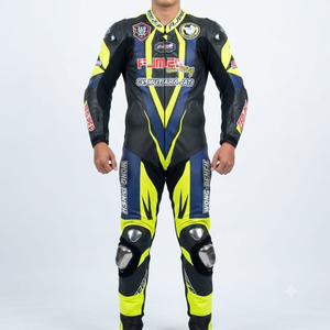 Combinaison de moto Ramaha Pro 1 pièce pour homme en cuir de vache véritable/cuir de kangourou, style MotoCP, armure niveau 2 - Product Image 1