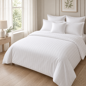 Parure de lit d'hôtel en coton 4 pièces, housse de couette, taies d'oreiller, drap-housse, 400 fils/cm², respirante, style moderne, vente en gros - Product Image 4
