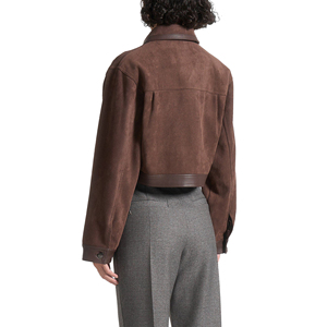 Blouson Bomber Femme Noir en Cuir Véritable Coupe Slim Respirant Tissé Zippé Logo Personnalisé Prix Usine Vente en Gros OEM - Product Image 4