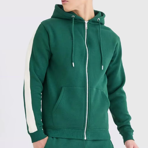 <b>Men's</b> Red Hooded Zip-Up Sweatshirt Regular Fit Solid Color Fleece Casual Autumn Wear - Product Image 6