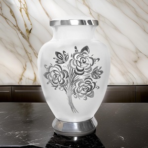 Engraved Rose White Cremation Urn <b>Keepsake</b> Modern Design Luxury Adult Style Handmade Funeral <b>Memorial</b> Ashes Jar Urns Supplier - Product Image 3