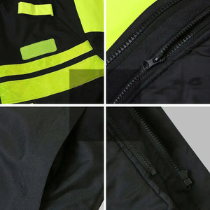 Veste de sécurité haute visibilité réfléchissante jaune et noire avec capuche et bandes, unisexe - Product Image 4