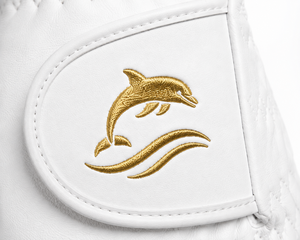 Gant de golf en cuir Cabretta brodé avec logo personnalisé de qualité supérieure, blanc et or, doux et respirant, pour hommes et femmes - Product Image 2