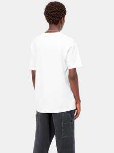 T-shirt en coton blanc pour homme, manches courtes, col rond, coupe classique, couleur unie, chemises décontractées en jersey avec poche sur le devant - Product Image 4