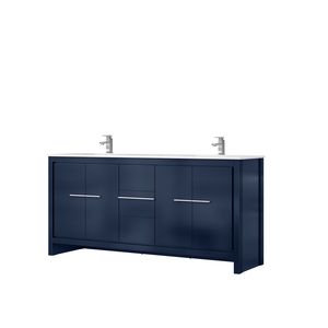 Blu Navy 72 In. W X 20 In. D doppio bagno vanità con Top in marmo coltivato e rubinetto cromato Set da bagno vanità - Product Image 4