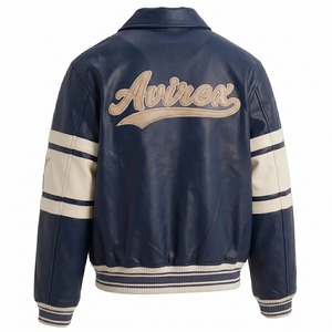 เสื้อแจ็คเก็ตหนังทรงบอมเบอร์ Avirex USA Varsity |   เสื้อโค้ทเลตเตอร์แมนสไตล์เรโทรสำหรับผู้ชาย - Product Image 4
