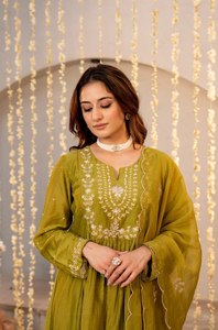 NEW LAUNCHED CHANDERI SILK EMBROIDERY WORK 3 PCS <b>KURTA</b> BOTTOM AND DUPATTA SETS BEST FOR PARTY WEAR - Product Image 3
