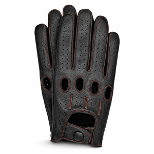 Wholesale Custom Black Genuine Leather Full Finger Car Driving Gloves Men Women Breathable Perforated Vintage Steering Wheel - Product Image 1