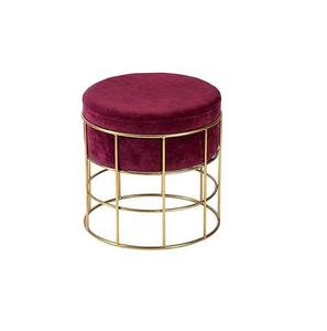 Round Metal Ottoman Sitting Stool Living Room Furniture Office Stool <b>Velvet</b> Ottoman <b>Footstool</b> Footrest Stool Pouffes Home Decor - Product Image 3