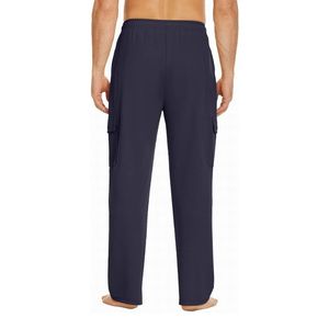 Pantalones Deportivos Cargo Azul Marino para Hombre, Talla Grande, Mezcla de Algodón, Bolsillos Utilitarios, Corte Holgado, Cordón Ajustable, Pantalones Casuales - Product Image 2
