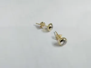 Boucles d'oreilles en diamant naturel taille ronde 0,62 ct, clarté IJ I1 I2, or jaune 14 carats, bijoux fins pour femmes, cadeau - Product Image 2