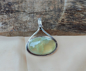 Colgante de Plata de Ley 925 sólida, collar con colgante de piedras preciosas de Prehnita, joyería de plata hecha a mano, regalo de joyería de Prehnita para ella - Product Image 6