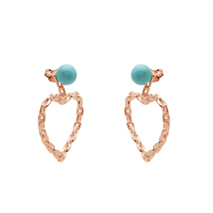 Pendientes de aro finos con cadena en forma de corazón y piedra preciosa turquesa, plata de ley 925 maciza para mujer, joyería fina para uso diario - Product Image 5