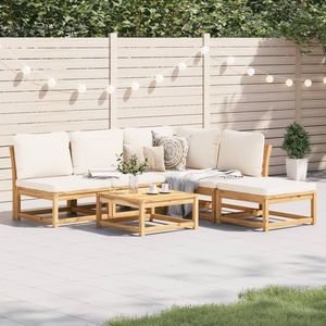 Conjunto de Muebles de Jardín de Madera de Acacia Sólida en Tono Natural Crema Blanco - Product Image 1