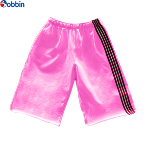 Custom Low MOQ Customized Side Stripe Raw Edge 3/4 <b>Shorts</b> Mens Streetwear Heavyweight Baggy Cotton <b>Below</b> <b>Knee</b> Sweat <b>Shorts</b> - Product Image 5