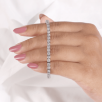 Pulsera de Diamantes Cultivados en Laboratorio de 3mm de Alta Demanda, Oro Blanco de 14k, Certificación IGI, Lujo para Compromiso, Boda, Regalo Femenino 47