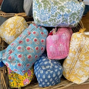Bohemian Toiletry Bag Floral Cotton Cosmetic Bag Zipper Closure Multi-Function Travel <b>Makeup</b> Pouch Medium Size Embroidered - Product Image 2