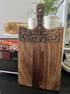 Planche à découper carrée en bois Linea Exports Inc avec poignée, épaisseur 1,3 cm, lavable au lave-vaisselle, non toxique, design rustique, facile à nettoyer - Product Image 5
