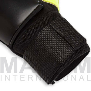 Full Finger Leather Goalkeeper Gloves Black With Neon Yellow Palm Non-Slip Sports Unisex All Seasons - Product Image 3