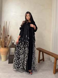 Handmade Hand Embroidered Beaded Vintage Premium Nida Abaya Anti-Pilling Elegant Finish Women Daily Wear Wedding - Product Image 2
