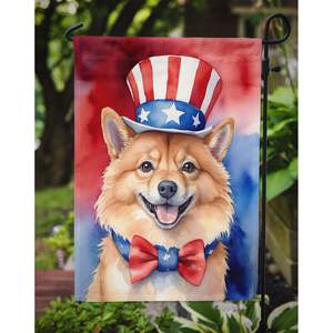 Drapeau patriotique multicolore du jardin américain Boîte aux lettres Spitz finlandaise Bannière décorative de cour pour patio Oeuvre d'art Taille de jardin Lits de fleurs - Product Image 3