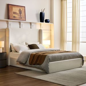 Letto imbottito minimalista Carmen con testiera alta 52 pollici, struttura letto a piattaforma, non richiede rete a molle - Product Image 3