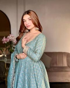 Vestido Étnico para Mujer, Estilo Anarkali, con Pantalón y Dupatta, en Georgette Pesado con Bordado y Lentejuelas - Product Image 2