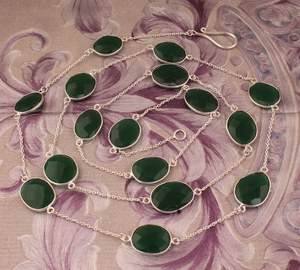 Vintage Green Onyx Luxury Necklace 925 Sterling Silver Handmade Bezel Setting Gemstone Pendant Jewelry Women & Children's <b>Gift</b> - Product Image 5