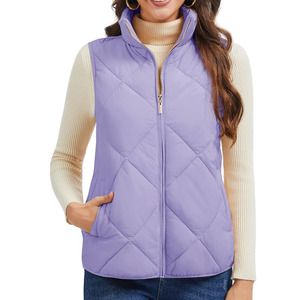 Gilet d'hiver sans manches matelassé pour femme, personnalisé OEM, en gros, avec fermeture éclair, 100 % polyester rembourré - Product Image 1