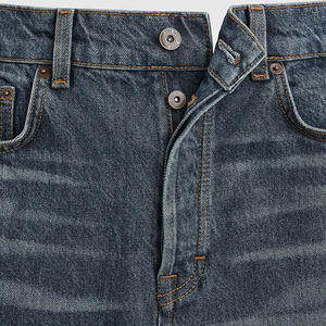 Jean en denim délavé coupe droite pour homme, taille mi-haute, coupe ajustée, style décontracté en coton, collection automne - Product Image 6