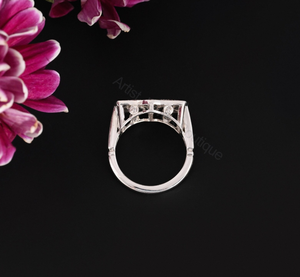 Vintage Diamond Cluster <b>Ring</b> 0.50 Ct Natural Diamonds Art Deco Style Sterling Silver <b>Ring</b> - Product Image 2