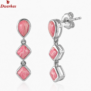 Perfect design trendy classic <b>earrings</b> 925 sterling <b>silver</b> rhodochrosite natural gemstone <b>drop</b> <b>earrings</b> for wedding anniversary - Product Image 1
