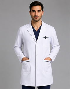Blouse de laboratoire blanche de designer à manches longues pour hommes et femmes, en mélange de coton respirant, uniforme médical pour hôpital et chimie - Product Image 5