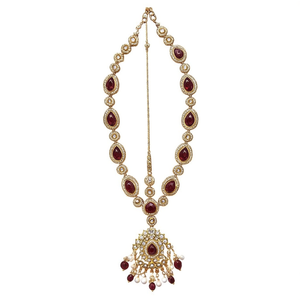10575486RD Conjunto de Collar Semibridal de Diseñador con Piedra Pota, Perla de Agua Dulce y Circonita Chapada en Oro, Joyería Fina - Product Image 2