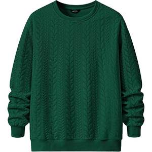 Custom Men's Oversized Crewneck <b>Sweatshirt</b> Casual Lightweight Pullover with 3D <b>Embroidery</b> Solid Pattern and Long Sleeves - Product Image 6