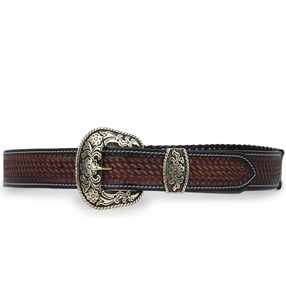 Cinturón Western de Cuero Genuino para Hombre Rub International con Detalles en Turquesa, Hebilla Metálica Grabada y Patrón Floral en Relieve - Product Image 6