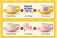 Tasses Kawaii 280 ml avec anse épaisse, tasses à café en céramique avec soucoupe, jolies fournitures de café, thé et expresso pour boutiques, cadeaux d'affaires