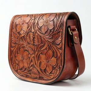 Bolso Bandolera Multifuncional de Cuero Genuino 100% para Mujer, Estilo Vintage, Ligero, con Solapa Floral, Casual y de Negocios - Product Image 2