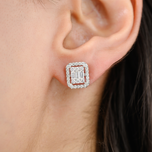 14K White Gold IGI Certified Natural Diamond & Pearl Statement <b>Earrings</b> - Product Image 1