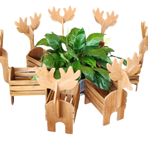 Maceta con Forma de Ciervo para Interiores y Exteriores, Cesta de Almacenamiento de Madera, Maceta de Jardín de Madera Perfecta para Decoración Navideña de Vietnam - Product Image 5