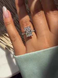 4 Carat Radiant Cut Lab Grown Diamond Solitaire Engagement Ring 10K 14K 18K <b>Solid</b> Gold Modern Hidden Accent IGI Certified Ring - Product Image 1