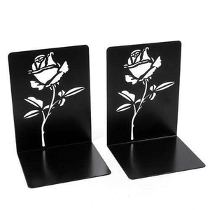 Porte-livres décoratifs en fer, supports métalliques noirs pour livres, étagères, stoppeurs de livres en fer robustes, fabriqués en Inde - Product Image 1