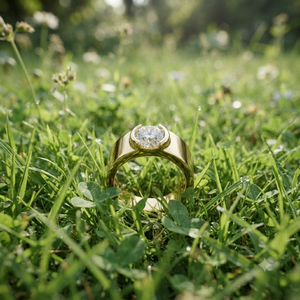 Bague unisexe au design tendance en or massif 10K plaqué, sertie d'un solitaire en moissanite taillée, cadeau de luxe pour fiançailles, mariage ou anniversaire - Product Image 6