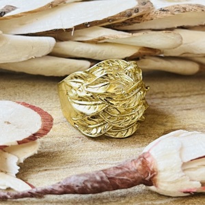 Fashionable Brass <b>Rings</b> Boho Leaf Band <b>Ring</b> For Women 18k Gold Plated Nature Floral Statement Jewelry <b>Chunky</b> <b>Ring</b> For Wholesale - Product Image 3